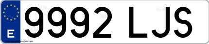 Ejemplo de matrícula española 9992 LJS