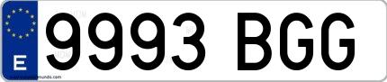 Ejemplo de matrícula de coche ordinaria 9993 BGG
