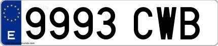 Ejemplo de matrícula española 9993 CWB