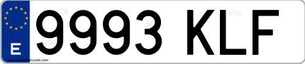 Ejemplo de matrícula española 9993 KLF
