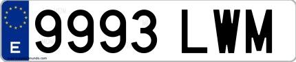 Ejemplo de matrícula española 9993 LWM