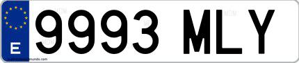 Ejemplo de matrícula española 9993 MLY