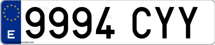 Ejemplo de matrícula de coche ordinaria 9994 CYY