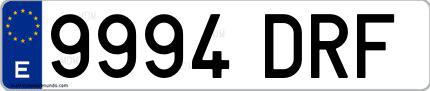 Ejemplo de matrícula española 9994 DRF