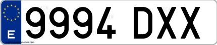 Ejemplo de matrícula española 9994 DXX
