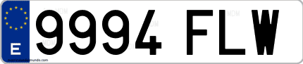 Ejemplo de matrícula de coche ordinaria 9994 FLW
