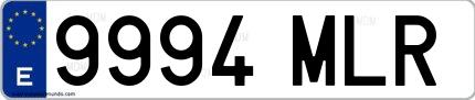 Ejemplo de matrícula española 9994 MLR