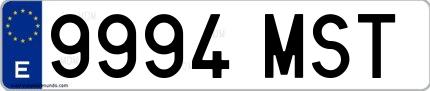 Ejemplo de matrícula española 9994 MST
