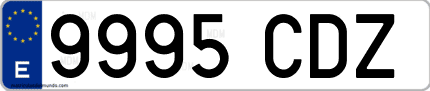Ejemplo de matrícula de coche ordinaria 9995 CDZ