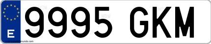 Ejemplo de matrícula española 9995 GKM