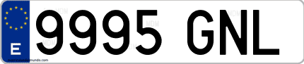 Ejemplo de matrícula de coche ordinaria 9995 GNL