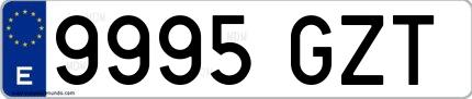 Ejemplo de matrícula española 9995 GZT