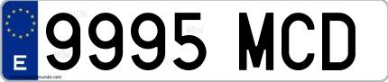 Ejemplo de matrícula española 9995 MCD