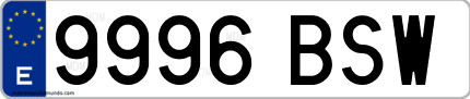 Ejemplo de matrícula de coche ordinaria 9996 BSW
