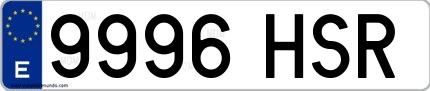 Ejemplo de matrícula española 9996 HSR