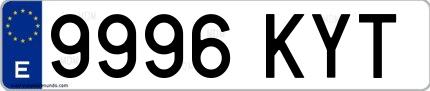 Ejemplo de matrícula española 9996 KYT