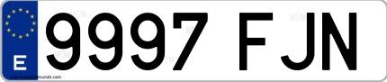 Ejemplo de matrícula española 9997 FJN