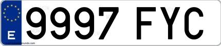 Ejemplo de matrícula española 9997 FYC