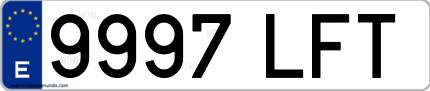 Ejemplo de matrícula de coche ordinaria 9997 LFT