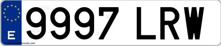 Ejemplo de matrícula española 9997 LRW