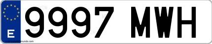 Ejemplo de matrícula española 9997 MWH