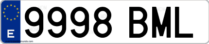 Ejemplo de matrícula de coche ordinaria 9998 BML