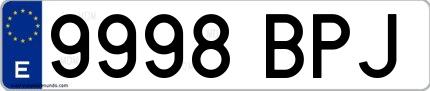 Ejemplo de matrícula española 9998 BPJ
