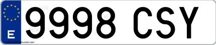 Ejemplo de matrícula española 9998 CSY