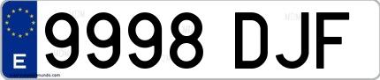 Ejemplo de matrícula española 9998 DJF