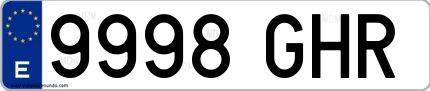 Ejemplo de matrícula española 9998 GHR