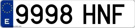 Ejemplo de matrícula española 9998 HNF