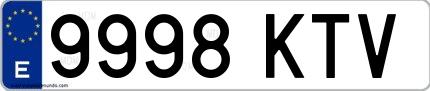 Ejemplo de matrícula española 9998 KTV