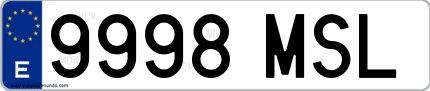 Ejemplo de matrícula española 9998 MSL