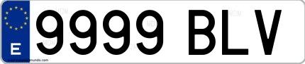 Ejemplo de matrícula española 9999 BLV