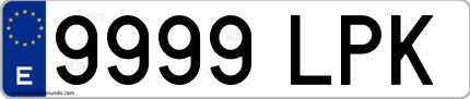 Ejemplo de matrícula de coche ordinaria 9999 LPK