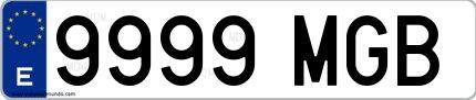 Ejemplo de matrícula española 9999 MGB