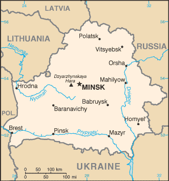 Mapa de Bielorrusia político actualizado