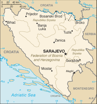 Mapa de Bosnia y Hercegovina político actualizado