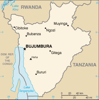 Mapa de Burundi político actualizado