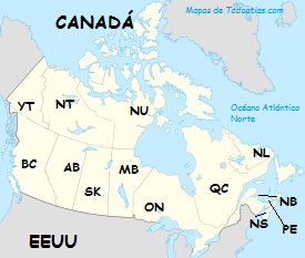 Mapa de Canadá político actualizado
