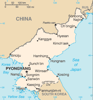 Mapa de Corea del Norte político actualizado