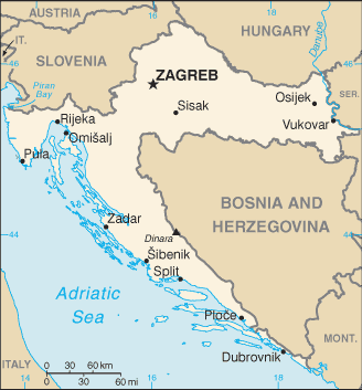 Mapa de Croacia político actualizado