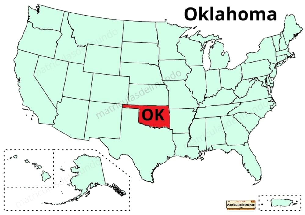 Updated political map of USA - Oklahoma