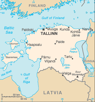 Mapa de Estonia político actualizado
