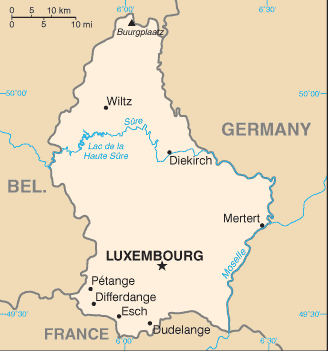 Mapa de Luxemburgo político actualizado
