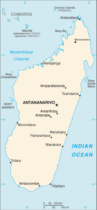 Mapa de Madagascar político actualizado