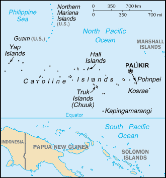Mapa de Estados Federados de Micronesia político actualizado
