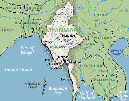 Mapa de Myanmar político actualizado