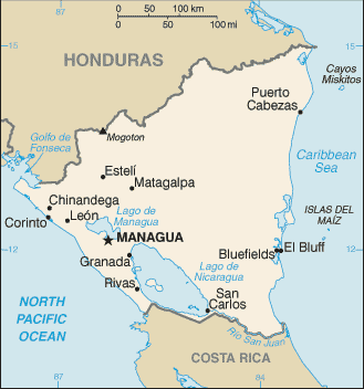 Mapa de Nicaragua político actualizado