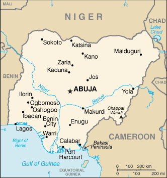 Mapa de Nigeria político actualizado